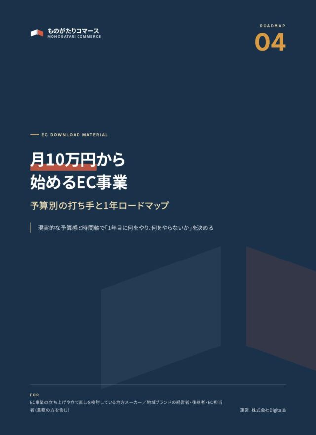 月10万円から始めるEC事業：予算別の打ち手と1年ロードマップ（資料の表紙）