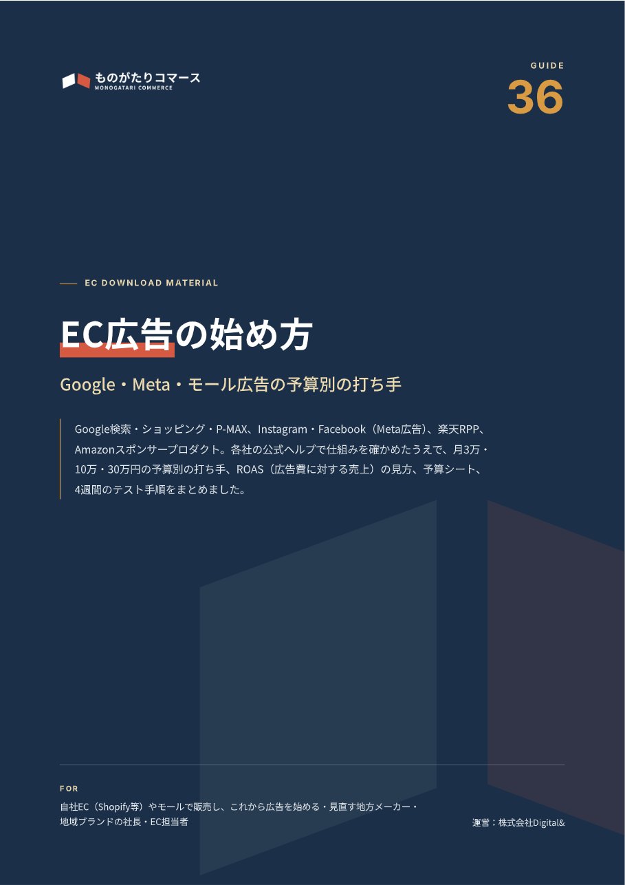 EC広告の始め方｜Google・Meta・モール広告の予算別の打ち手の表紙