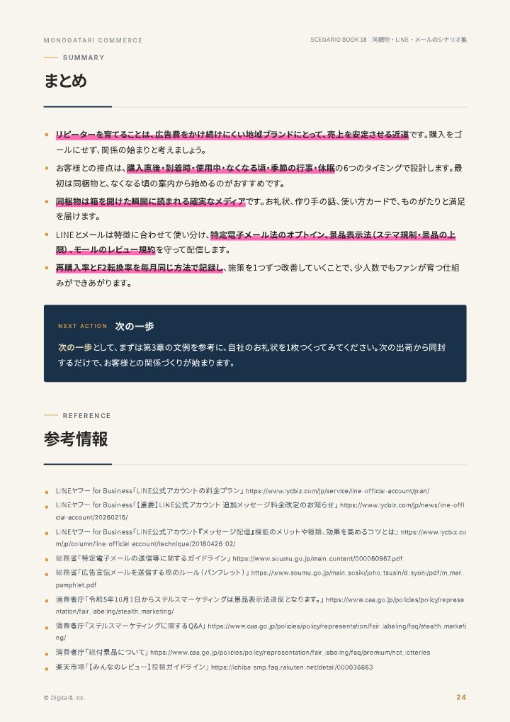 リピーターを育てる 同梱物・LINE・メールのシナリオ集の中面イメージ（24ページ目）