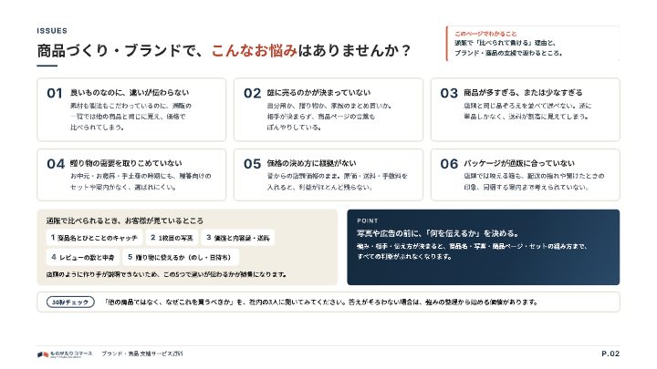 ブランド・商品 支援サービス資料（ものがたりコマース）の中面イメージ（2ページ目）