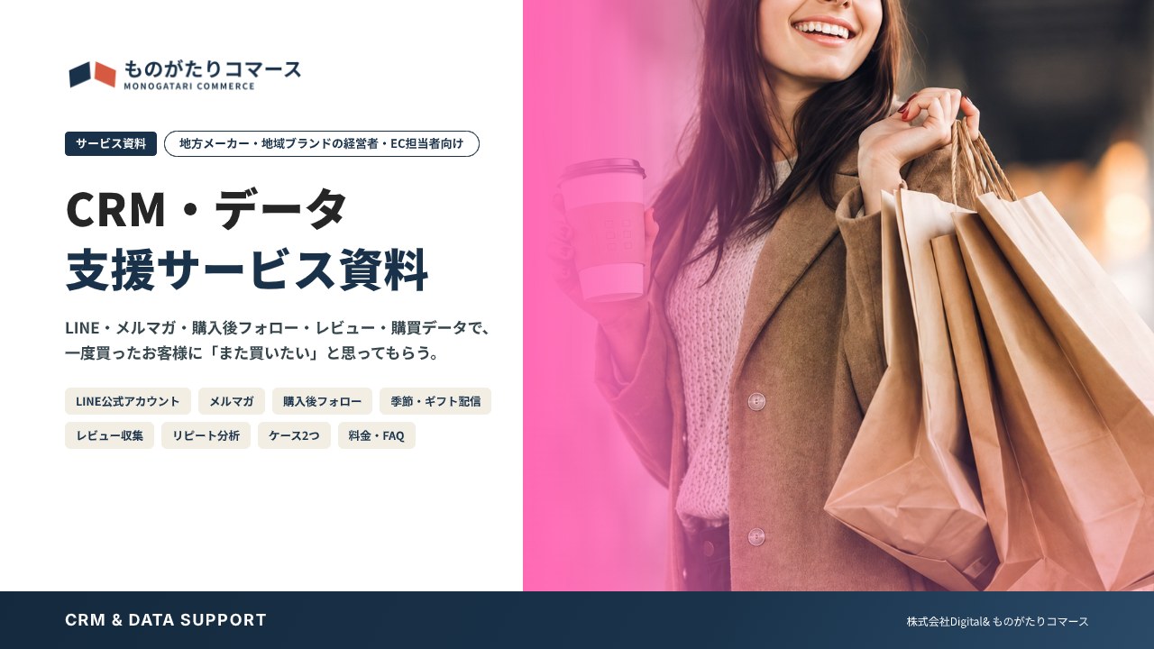 CRM・データ 支援サービス資料（ものがたりコマース）の表紙
