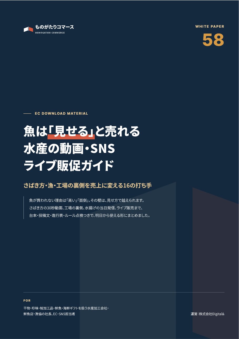 魚は「見せる」と売れる 水産の動画・SNS・ライブ販促ガイド｜さばき方・漁・工場の裏側を売上に変える16の打ち手の表紙