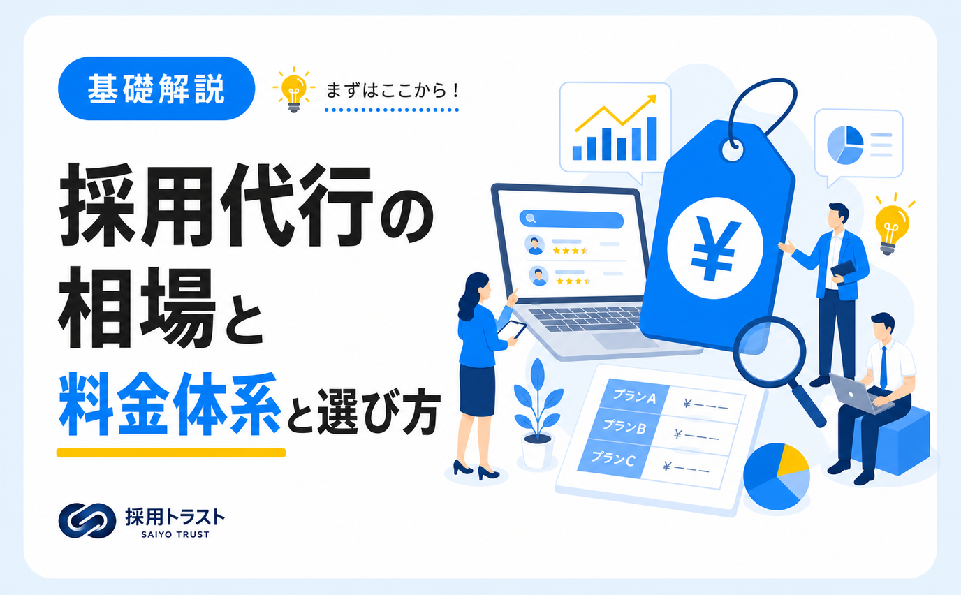 採用代行の相場や料金体系、選び方についての解説。採用トラストのコラムサムネイル