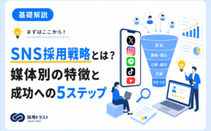 SNS採用戦略の基本と媒体別の特徴、成功に導く5つのステップを解説する記事のサムネイル画像