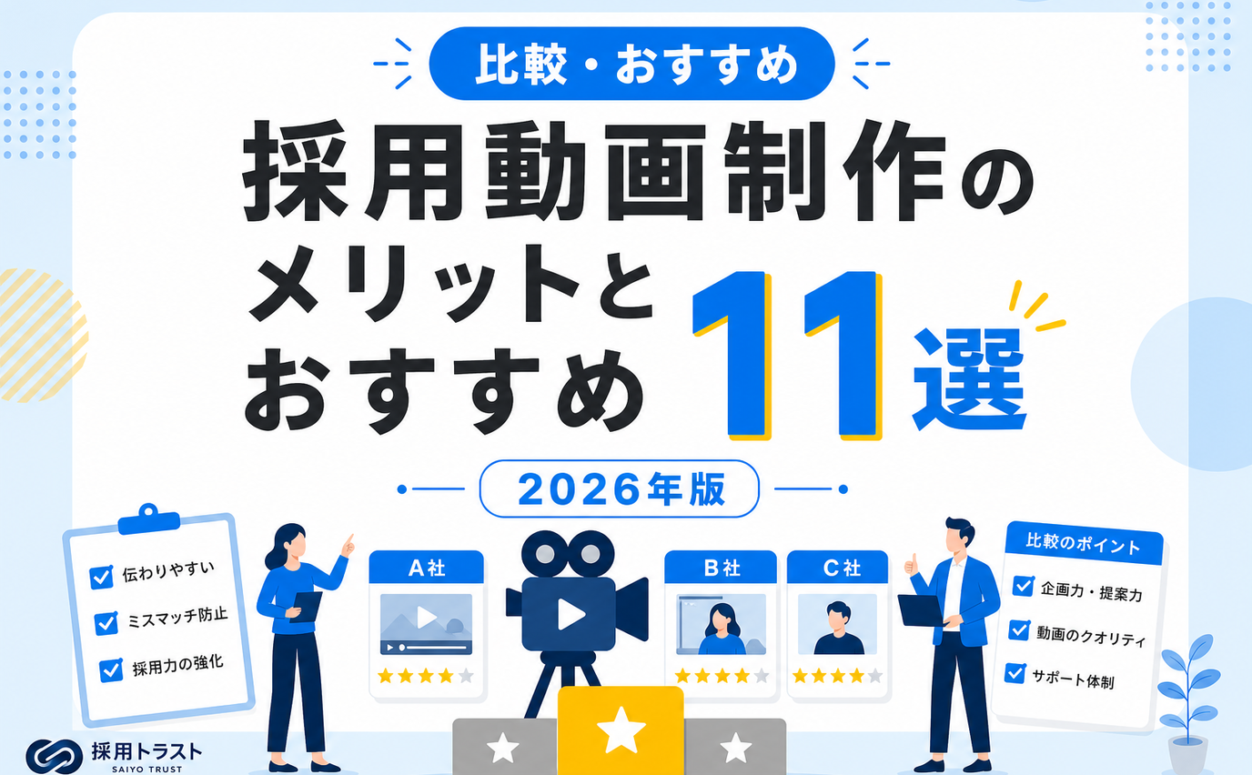 採用動画制作のメリットや費用相場、おすすめの11社について解説する採用トラストのコラムサムネイル