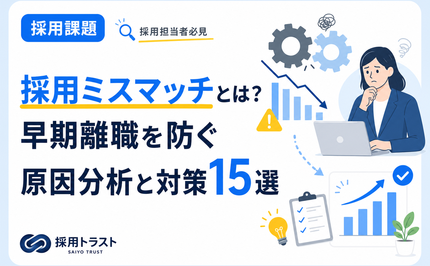 採用ミスマッチの原因分析と早期離職を防ぐ実践的な対策15選を解説する記事のサムネイル画像