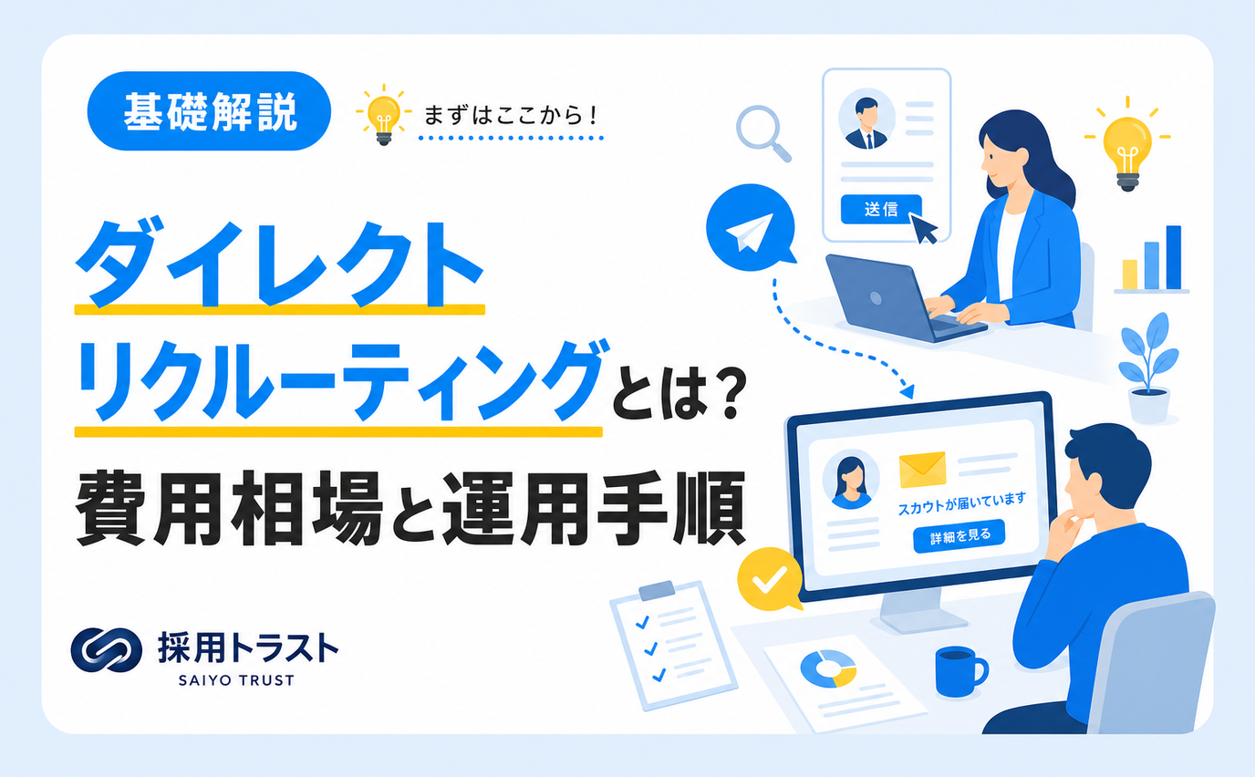ダイレクトリクルーティングの費用相場と運用手順、成功のコツを解説する記事のサムネイル画像