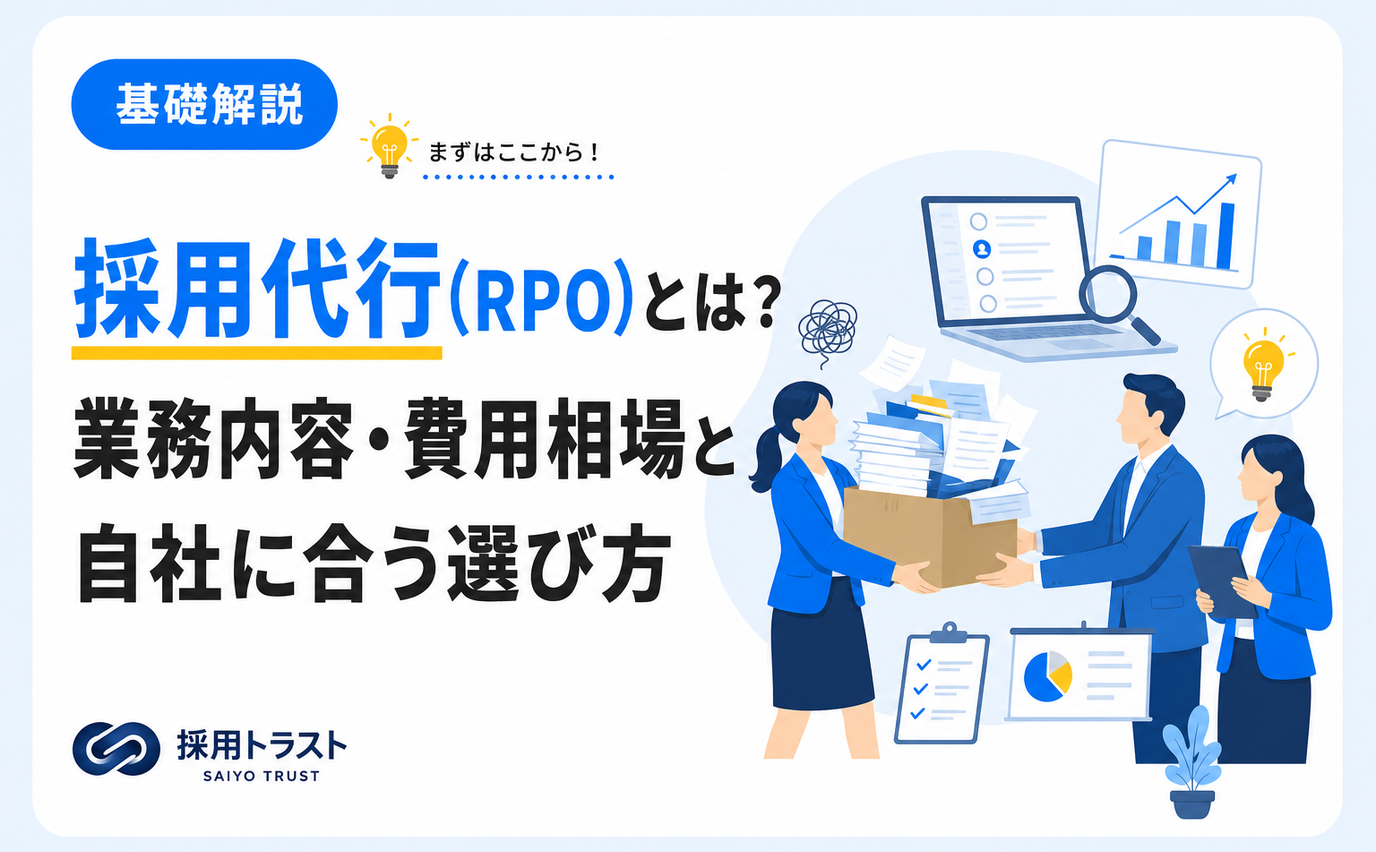 採用代行（RPO）の業務内容と費用相場、自社に合う選び方を解説する記事のサムネイル画像