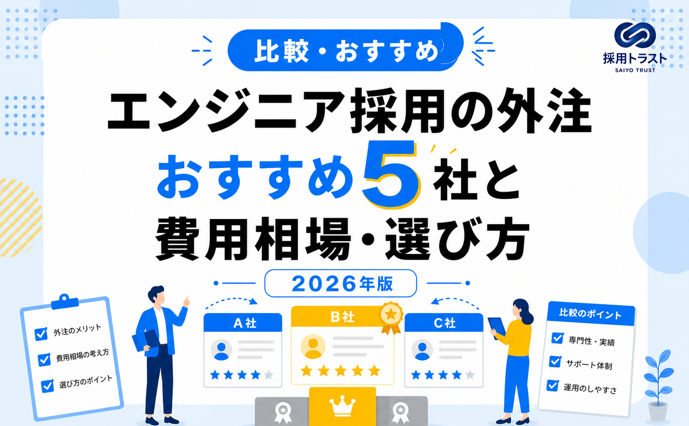 エンジニア採用の外注（代行）の費用相場と選び方・おすすめ5社を解説する記事のサムネイル画像