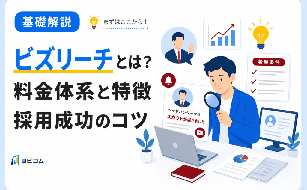 企業向けにビズリーチの料金体系や特徴・採用成功のコツを解説する記事のサムネイル画像