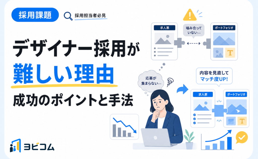 デザイナー採用が難しい理由と成功のポイント・おすすめ採用手法を解説する記事のサムネイル画像