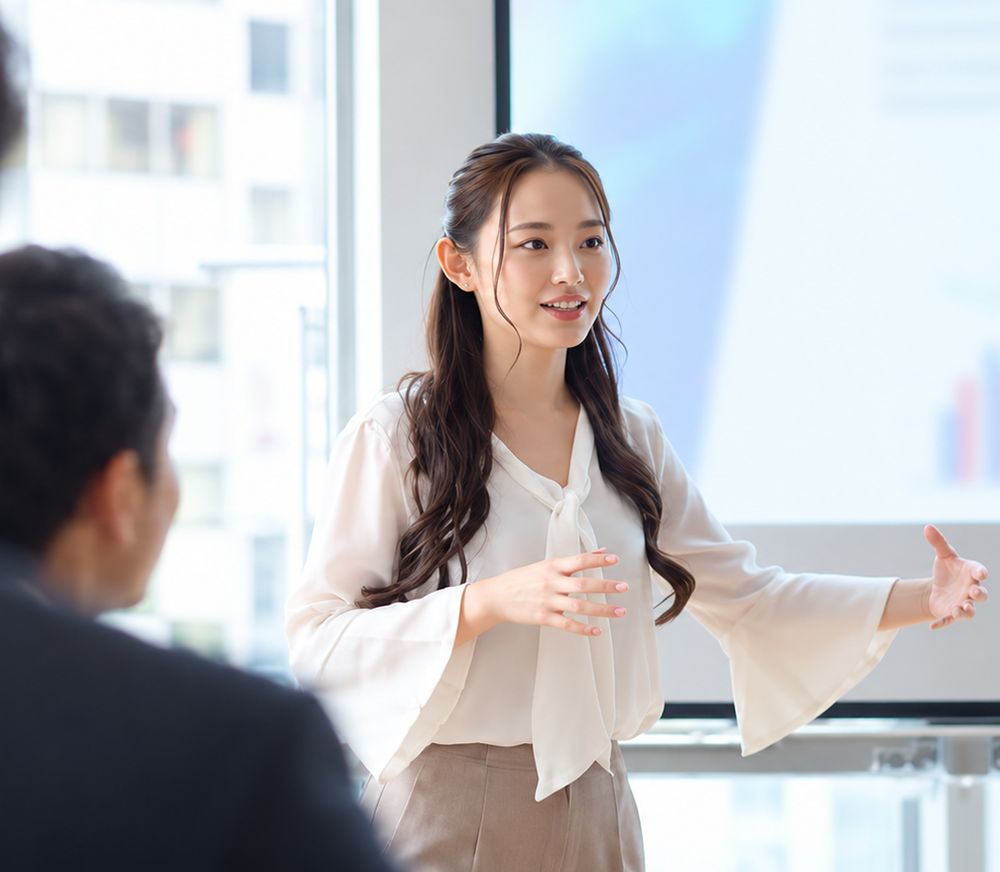 採用の進め方を説明する担当者